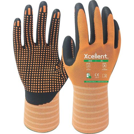 Gants 3006 NYLON/NITRILE Jauge 15 Dextérité grip haute visibilité orange taille 8 - la paire - XCELLENT