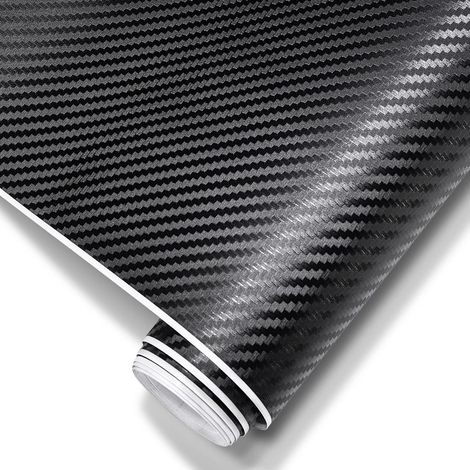3D Carbon Folie 30,5 x 152 cm, Blasenfrei, Selbstklebend, Glänzend Schwarz (1/5)