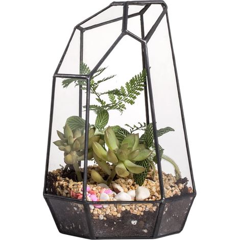 Boîte de Terrarium Géométrique en Verre à Prisme Irrégulier, 19cm de Haut, Dessus de Table, Jardinière Succulente, Rebord de Fenêtre, Présentoir Pot de Fleur (sans Plantes) (1/5)