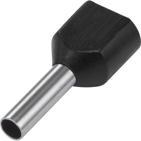 TRU COMPONENTS 1091322 Zwillings-Aderendhülse 6 mm² Teilisoliert Schwarz 100 St.