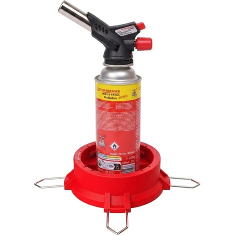ROTHENBERGER Industrial Gas Brenner RS 220 inkl. RoButan Gaskartusche & Standfuß 360° Drehung Über-Kopf-Arbeiten Kartuschenhalter Outdoor & Camping - 1500005805 (1/5)