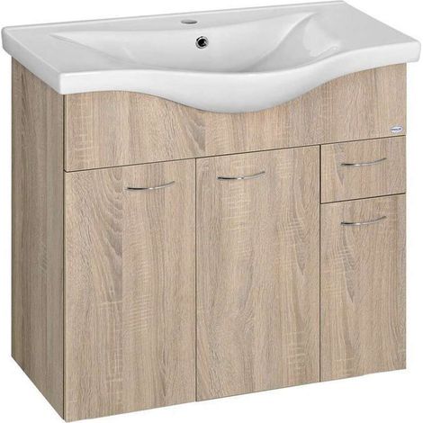 Aqualine Keramia Fresh - Mueble de lavabo 75x74x35 cm, roble platino 50083