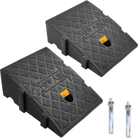 Rampes de Trottoir, en Plastique Robuste, 2 Pièces Portable Rampe Fauteuil Roulant de Porte pour Allée, Trottoir, Moto, Scooter, Voiture, avec 2 Boulons D'extension (1/5)