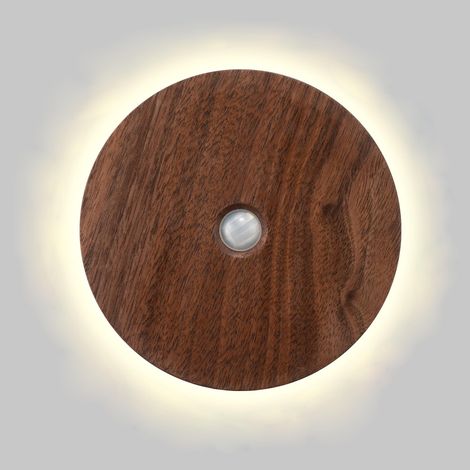 Murale à LED, Batterie Ronde en Bois avec détecteur de Mouvement, Lampe de Couloir magnétique sans Fil à LED pour intérieur, lumière Chaude 3000 K, capteur Rechargeable (1/5)