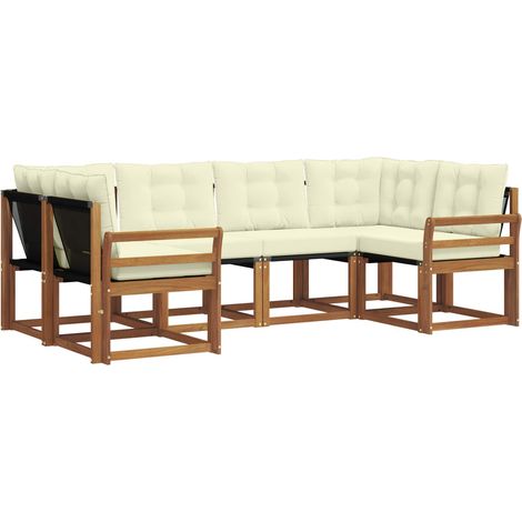 Outdoor Sofa Set with Cushion 6 pcs Natural and Cream vidaXL