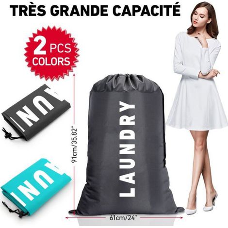 Sac Linge Sale de Voyage Pliable 2 Pièces 91x61cm Gris – Organisateur de Sac de Voyage pour Lingerie et Vêtements de Sport (1/5)