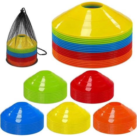 Conos de marcaje para fútbol, equipo esencial de entrenamiento, conos deportivos multicolores con red de almacenamiento para fútbol, baloncesto y agilidad. (1/5)