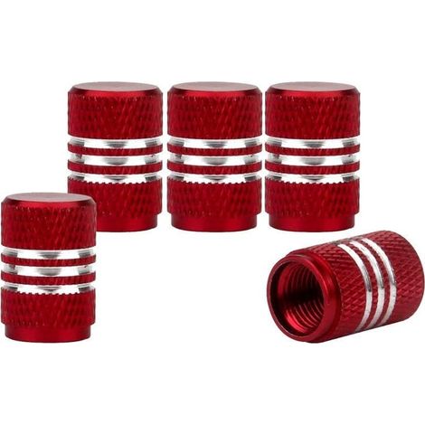 5pcs Car Dust Caps Around Wheel Aluminum Tire Valve Caps Red (1/5)