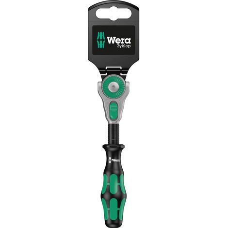 Wera – Cliquet à cliquet Zyklop Speed 1/4" – Denture fine 72 dents – Angle de reprise 5° – Tête orientable pour accès étroit