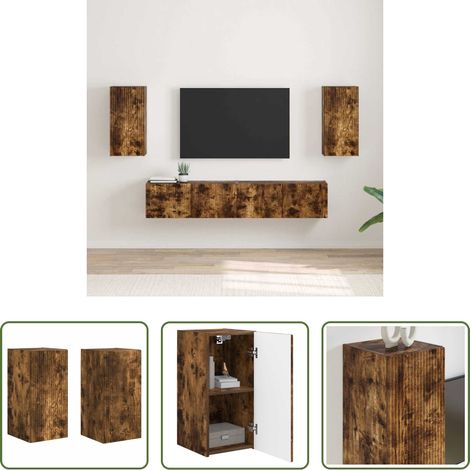 Holzregal - TV-Wandschrank 2 pcs Geräucherte Eiche 30 x 31 x 60 cm (1/5)
