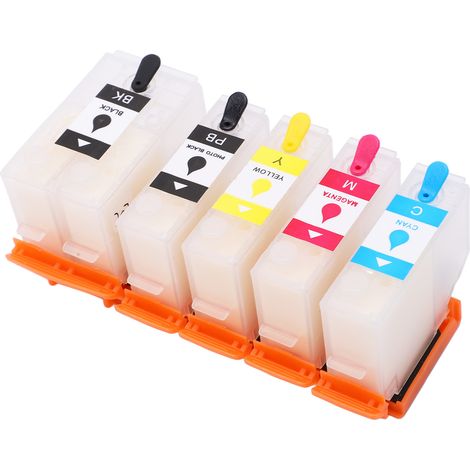 Cartouche d'encre pour imprimante jet d'encre 5 couleurs grande capacité, compatible avec les modèles 202XLBK, 202XLPBK, 202XLC et 202XLM. (1/5)