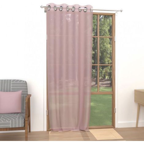 Voilage à oeillets 135x250 cm UNI rose par (1/2)