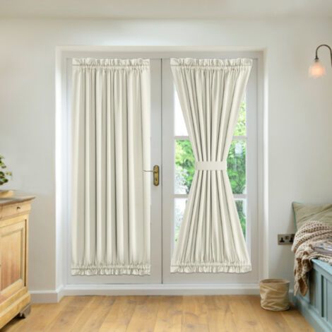 Pair - SJLERST Rideaux de porte simples montés sur tringle, lot de deux, bloquent 90 % à 95 % de la lumière, isolent de la chaleur et réduisent le bruit / lavables en machine (1/4)
