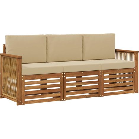 Set Divani da Giardino Divani con cuscino 3 pz Legno di Acacia Massello (1/5)