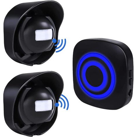 Alarma de detección de movimiento negra, sirena infrarroja - Kit de sensor de alarma PIR inalámbrico (1/5)