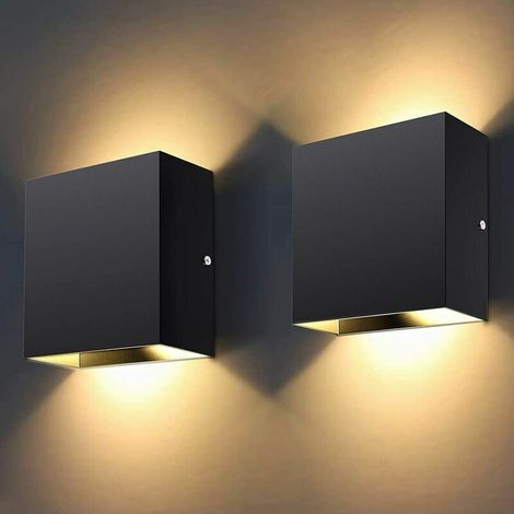 2 Stück LED-Wandleuchten, modernes Schwarzlicht, Weiß, 12 W, warme Innenleuchte, LED 3000 K, Auf- und Ab-Wandleuchte für Wohnzimmer, Schlafzimmer, Flur (1/4)