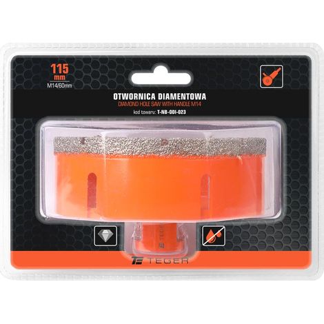 Scie cloche diamantée avec mandrin M14/115 mm / teger (1/3)