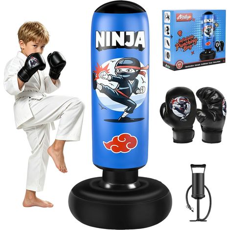 Punching Ball avec Gants de Boxe et Pompe, Sac de Boxe Enfant 168cm (1/5)