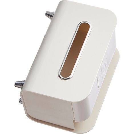 Boîte de rangement multifonction pour bureau en ABS blanc crème 21x12.5x15cm avec support téléphone et porte télécommande (1/5)