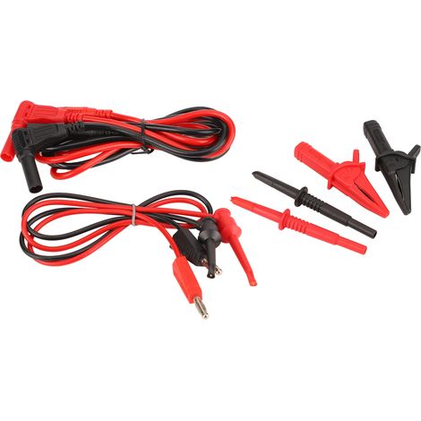 Kit de cordons de test pour multimètre, pinces électroniques en laiton, PVC et PA, conductivité stable, lecture précise, crochets de test rouges et noirs. (1/5)