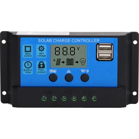 Contrôleur de Charge Solaire PWM 100A pour Panneau 12V/24V, Affichage LCD, Régulateur Photovoltaïque