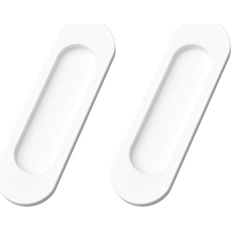 Schiebetürgriff, ovaler Schiebetürgriff, selbstklebender Schiebetürgriff aus Aluminiumlegierung, Scheunentorgriff für Schiebetüren, Schränke und Schubladen (weiß, 2 Stück), 100 mm