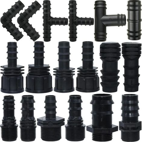 (KSL01-141-8PCS) Raccord fileté mâle/femelle 1/2" 3/4" vers embout cannelé pour tuyau PE, adaptateur en T et coude pour système d'irrigation goutte à goutte de jardin