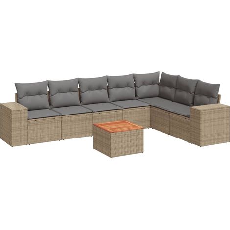 Set Divano da Giardino 8 pz con Cuscini Beige in Polyrattan vidaXL (1/3)