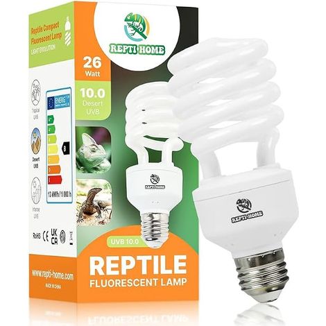 Lampe UVA UVB pour Reptiles 26W 10.0, Terrarium Lampe Fluorescente Compacte pour Tortues, Ampoule UVB pour Tortues, Caméléons, Dragon Barbu (1/5)