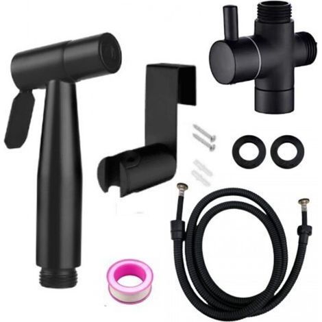 Pulverisateur De Bidet Portable Noir, Robinet De Toilette, En Acier Inoxydable, Salle De Bain Froide, Valve, Ensemble De Jet (1/3)