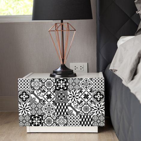 Stickers adhésif décoration Meuble - 24 STICKERS CARREAUX DE CIMENT MEUBLE AUTHENTIQUES NICILIA - 24stickers10x10cm (1/5)