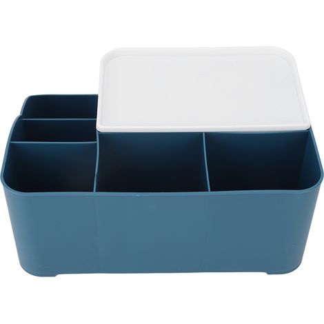 Boîte de Rangement Décorative Grande Capacité pour Salon, Double Couche avec Couvercle Large et Pieds Surélevés Bleu Marine (1/5)