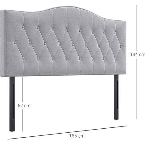 Tête de lit rembourrée grise en peuplier et polyester, design moderne, 185x8x134cm, panneau mural élégant, sommier tête de lit confortable, finition grise chic (1/5)