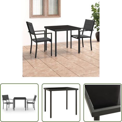 Table de jardin - Ensemble à manger d'extérieur 3 pcs Acier (1/5)