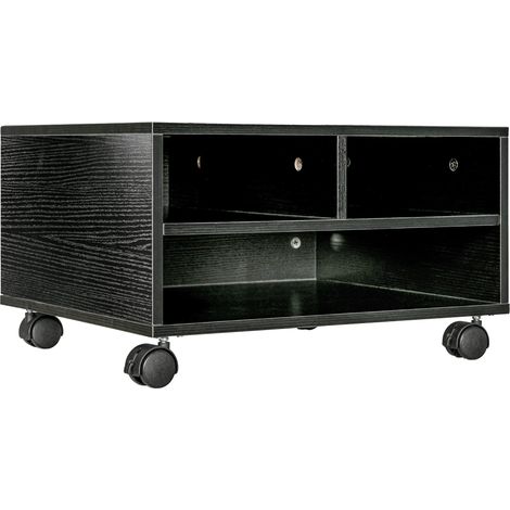 Mobile Porta Stampante a 2 Ripiani in Legno con Ruote per Ufficio e Studio 47x40x22,5 cm in Truciolato Nero (1/5)