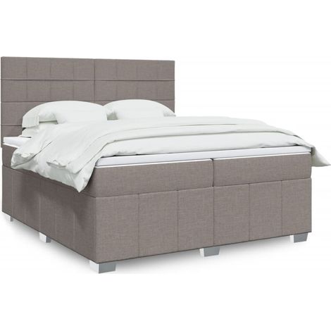 vidaXL Sommier à lattes de lit avec matelas Taupe 200x200 cm Tissu