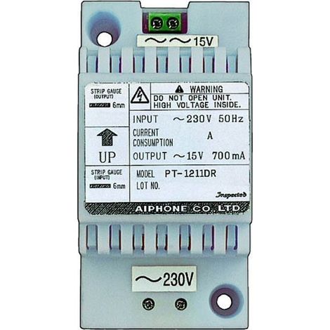 Alimentazione Aiphone PT1211DR 230Vac/15Vac 0,7A 3 moduli