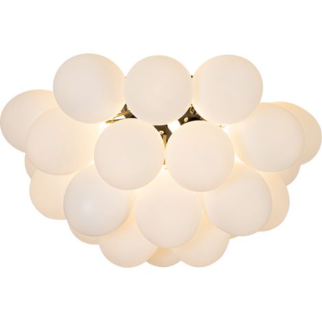 Art Deco Ceiling Light Black with Opal Glass 6 Lights - Uvas