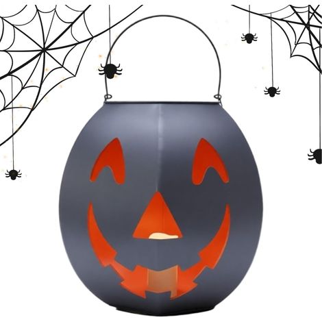 Lanterne Extérieure Décor Jardin Métal Halloween avec Bougies LED (1/5)