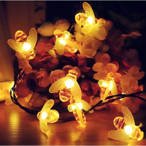 Guirlande lumineuse 6.5m - 30 LEDs - Énergie solaire - Imperméable - Décor abeille (1/5)