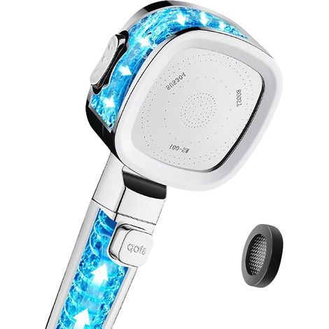 CCYKXAPommeau de Douche Haute Pression avec Filtre Anti-Calcaire -3 Modes, Fonction Nettoyage, Interrupteur STOP, Design Carré Moderne Argenté (1/5)