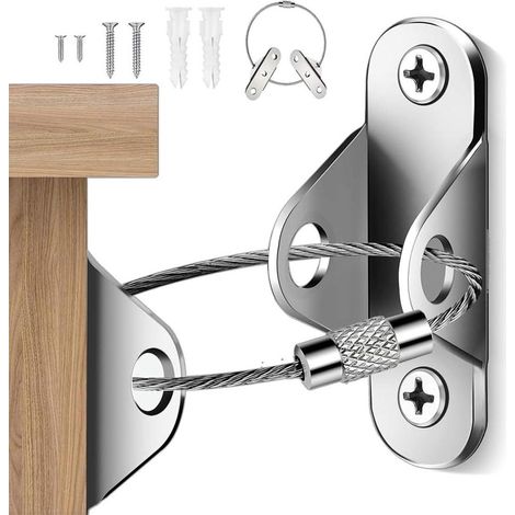 Set di cinghie di fissaggio antiribaltamento per mobili con ancoraggio a parete - sicurezza per armadi e mobili - set da 2 pezzi (1/5)