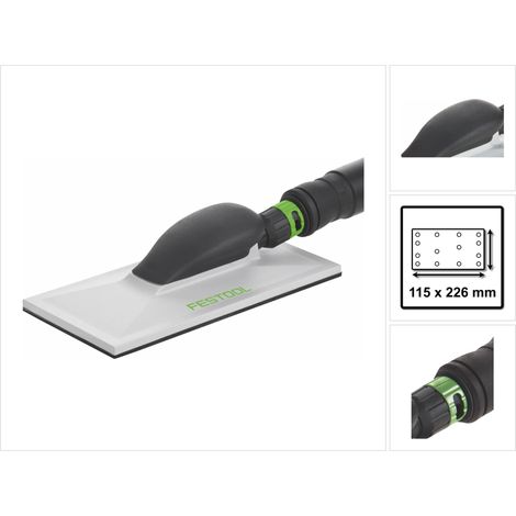 496963 Cale de ponçage HSK-A 115x226 – Pour ponçage à la main rapide – Aspiration intégrée pour environnement propre – Compatible bandes abrasives Festool