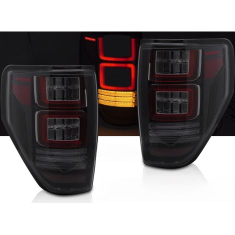 Paire de feux arriere Ford F150 MK12 de 2008 a 2014 Led Rouge Noir Fume + Dynamic (1/5)