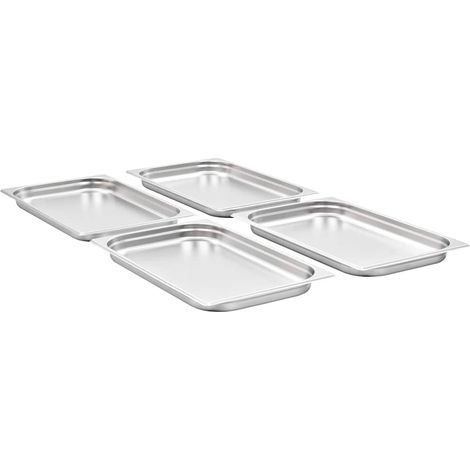 vidaXL Bandejas Gastronorm 4 unidades GN 1/1 40 mm acero inoxidable (1/2)