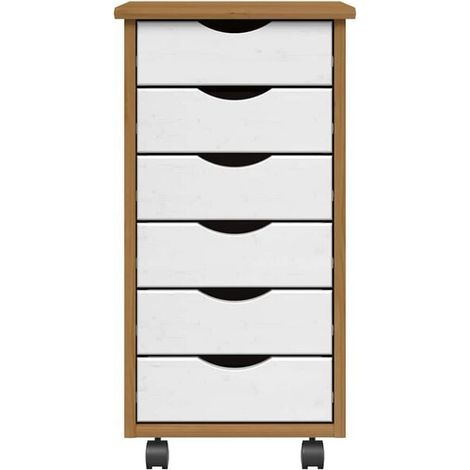 Meuble de Rangement sur Roulettes avec Tiroirs en Bois de Pin Massif, Couleur Miel, Armoire Mobile Multifonction pour Salon, Cuisine ou Bureau (1/5)