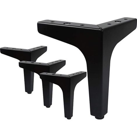 Lot de 4 pieds de meubles de 15 cm avec vis pour lit, table, canapé, armoire, chaise, noir (1/5)