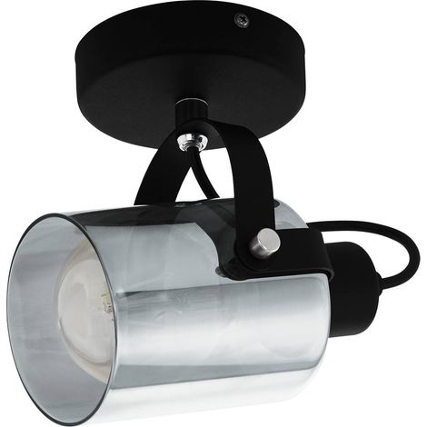 Spot Orientable Spot Noir Cylindre Verre Fumé Berregas Eglo (1/2)