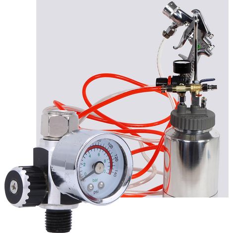 Régulateur de pression d'air 0-10 bar / 0-140 psi, vanne en alliage d'aluminium, raccord d'entrée/sortie 1/4 po BSPP, couleur argent (1/5)