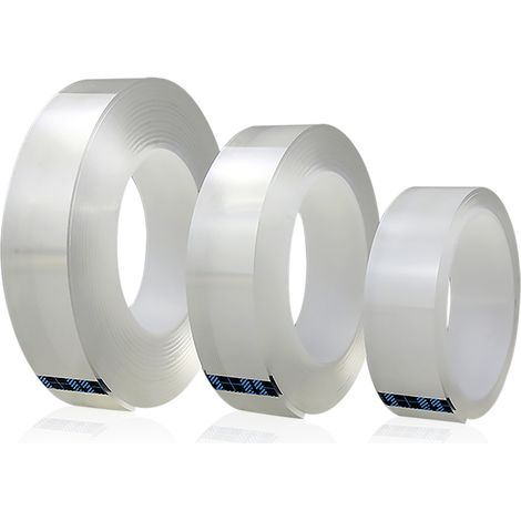 Ruban adhésif double face nano réutilisable et multifonctionnel, résistant, pour fixation murale, 2 mm x 3 cm x 1 m (1/4)